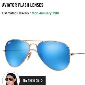 Blue lightly used reflective ray ban